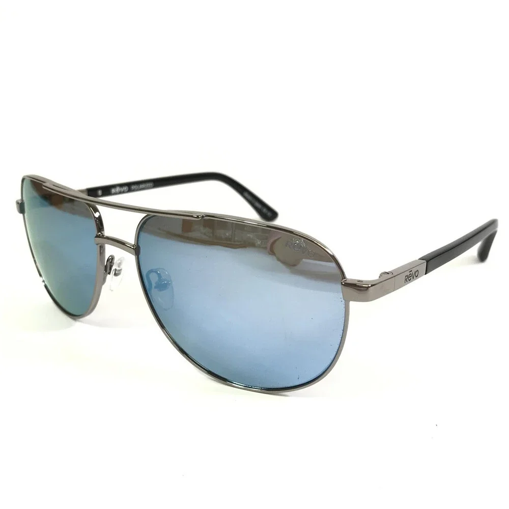 Revo Sunglasses CONRAD RE1106 00 Silver Aviators w/ Blue Polarized Mirror Lenses
